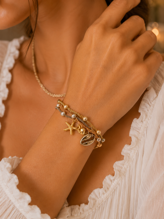 Women's Ocean Charm Layered Bracelet