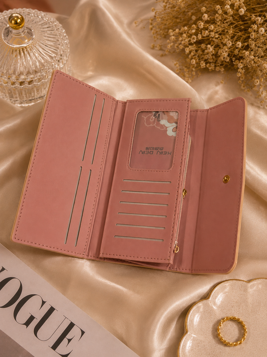 Women's Luxury Yellow Quilted Long Wallet