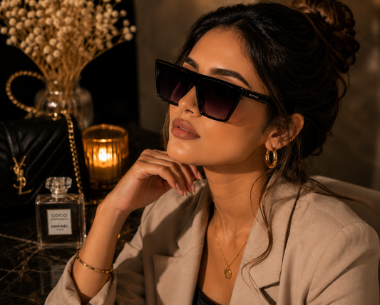 Luxury Oversized Square Sunglasses for Women – Black Frame Gradient Lens