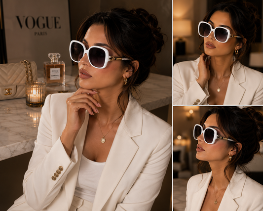 Luxury White Oversized Sunglasses for Women – Elegant Fashion Shades