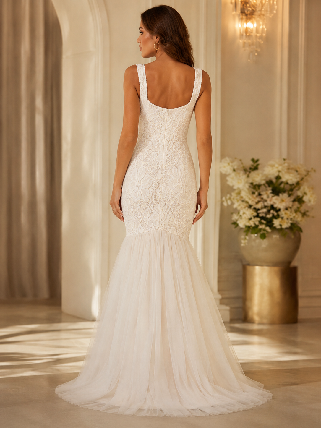 Elegant Ivory Lace Mermaid Dress