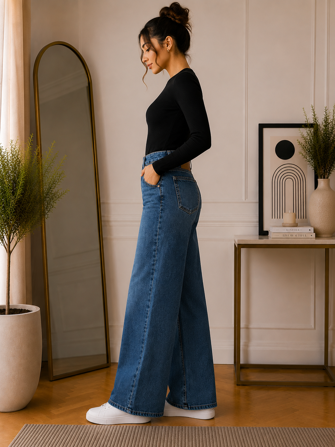 Women’s Dark Blue Wide Leg Jeans