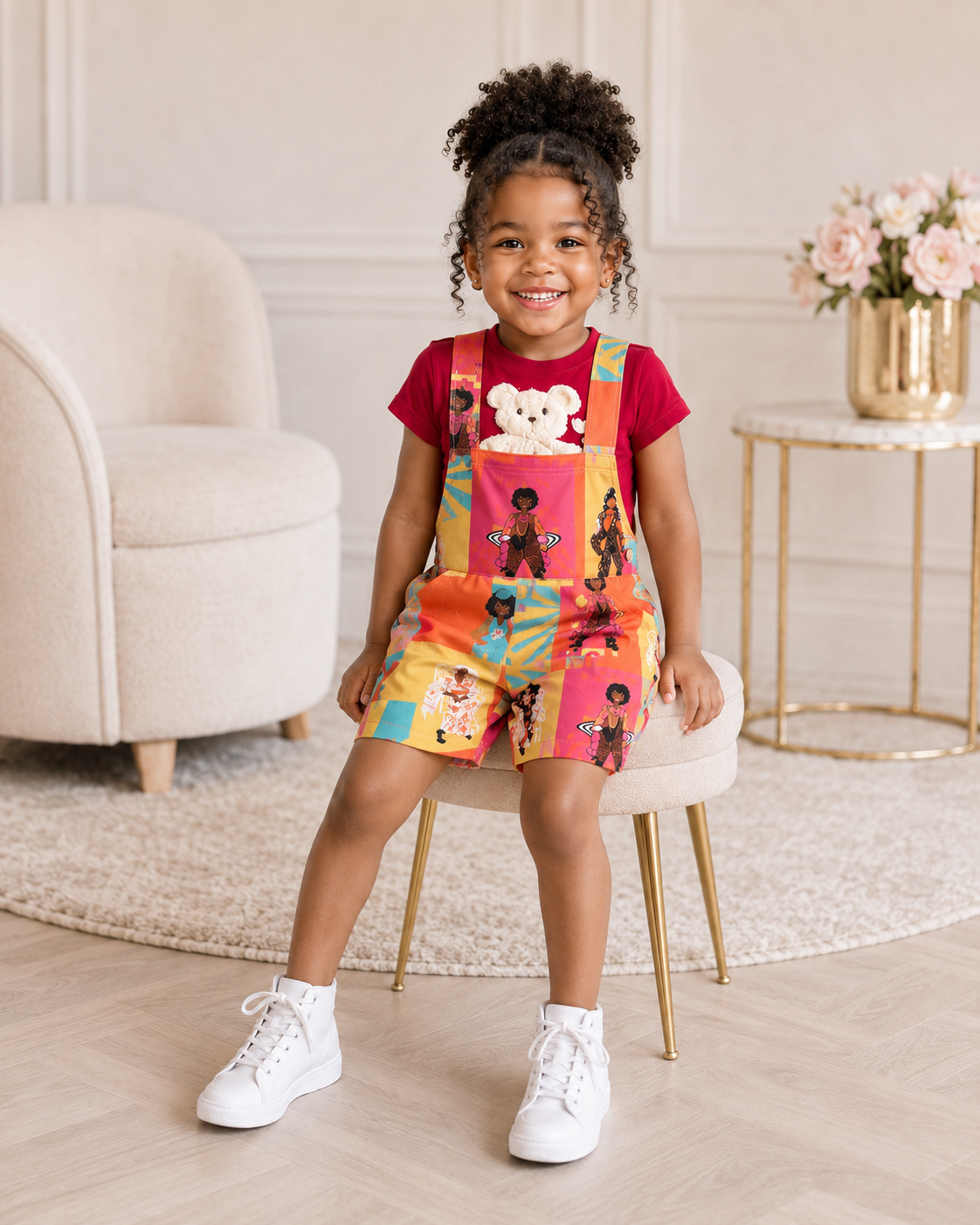 Girls Colorful Short Dungaree Set Age 3 | Basma Styles