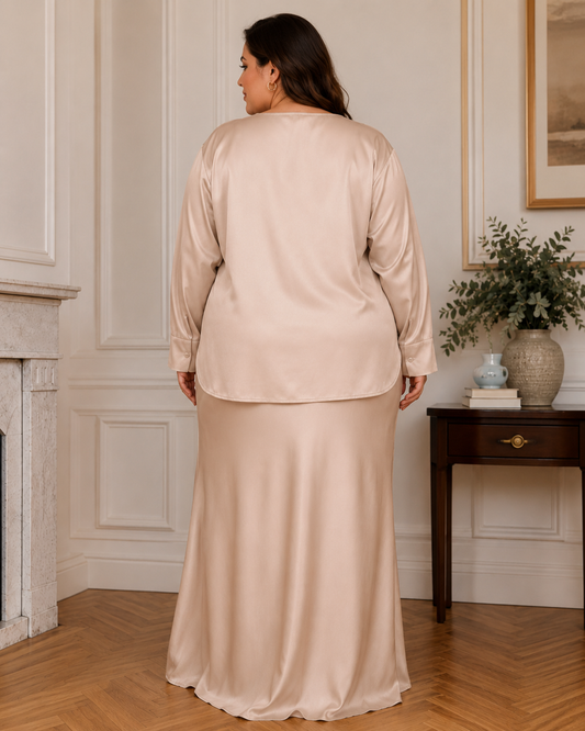 Plus Size Satin Skirt Set – 2XL