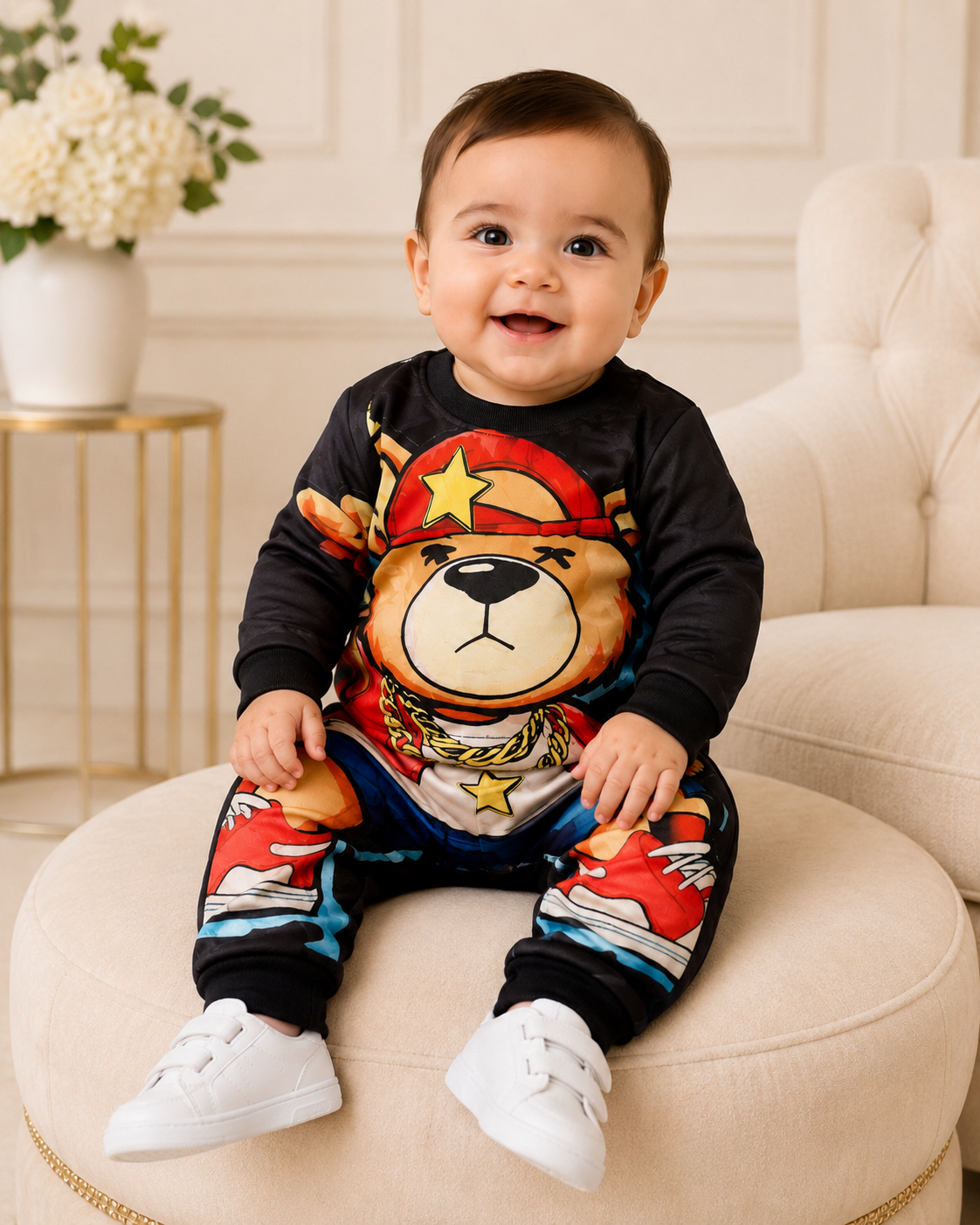Baby Boy Bear Print Outfit Set 1-6 Months