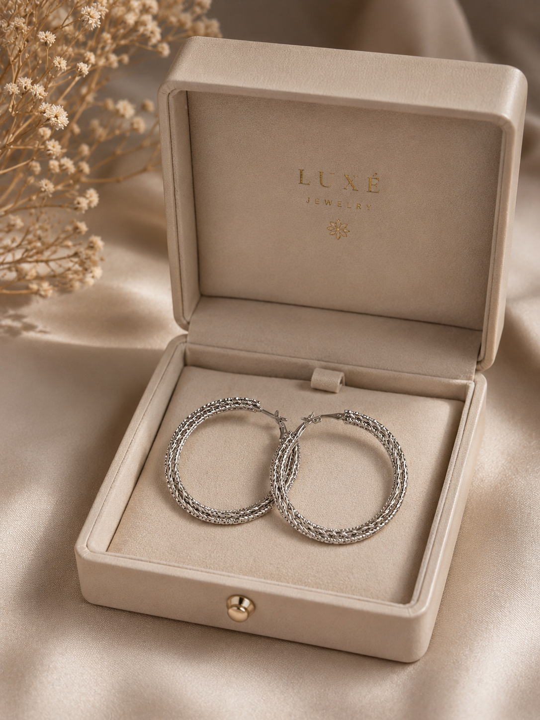 Silver Textured Hoop Earrings | Basma Styles