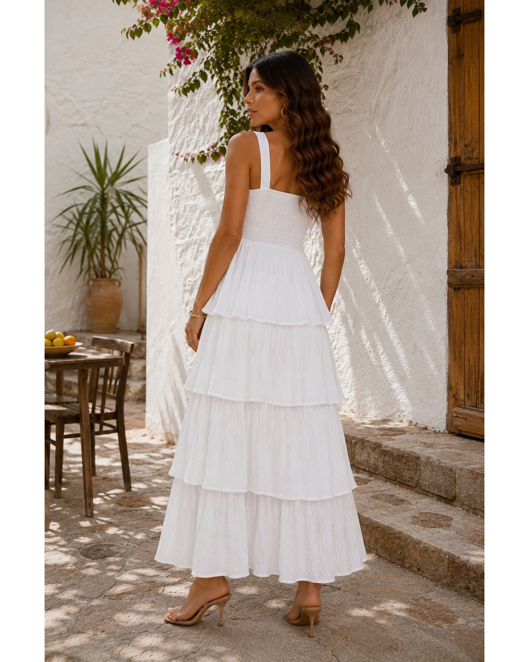 SHEIN Tall White Tiered Maxi Summer Dress