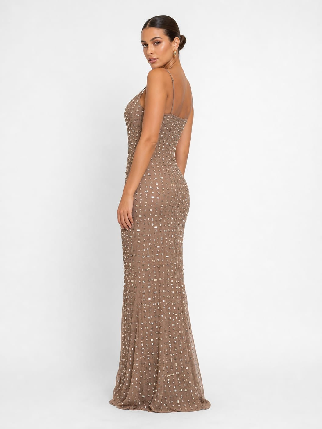 Women's Sparkling Embellished Maxi Evening Gown