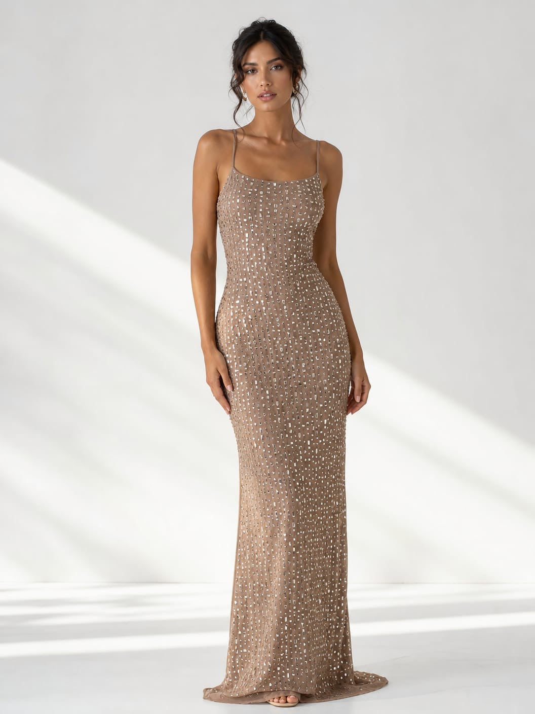Women's Sparkling Embellished Maxi Evening Gown