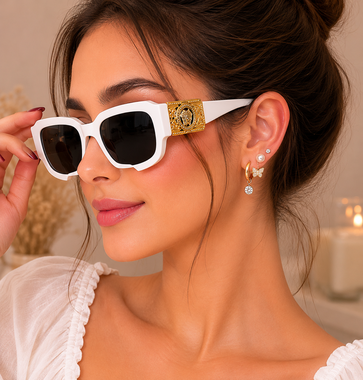 Women's Luxury White Square Sunglasses