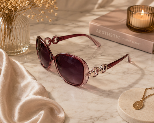 Luxury Oversized Women’s Sunglasses – Burgundy Gradient Frame