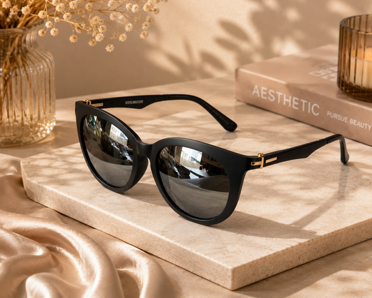 Luxury Oversized Black Cat Eye Sunglasses for Women
