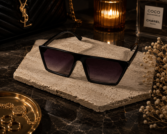 Luxury Oversized Square Sunglasses for Women – Black Frame Gradient Lens