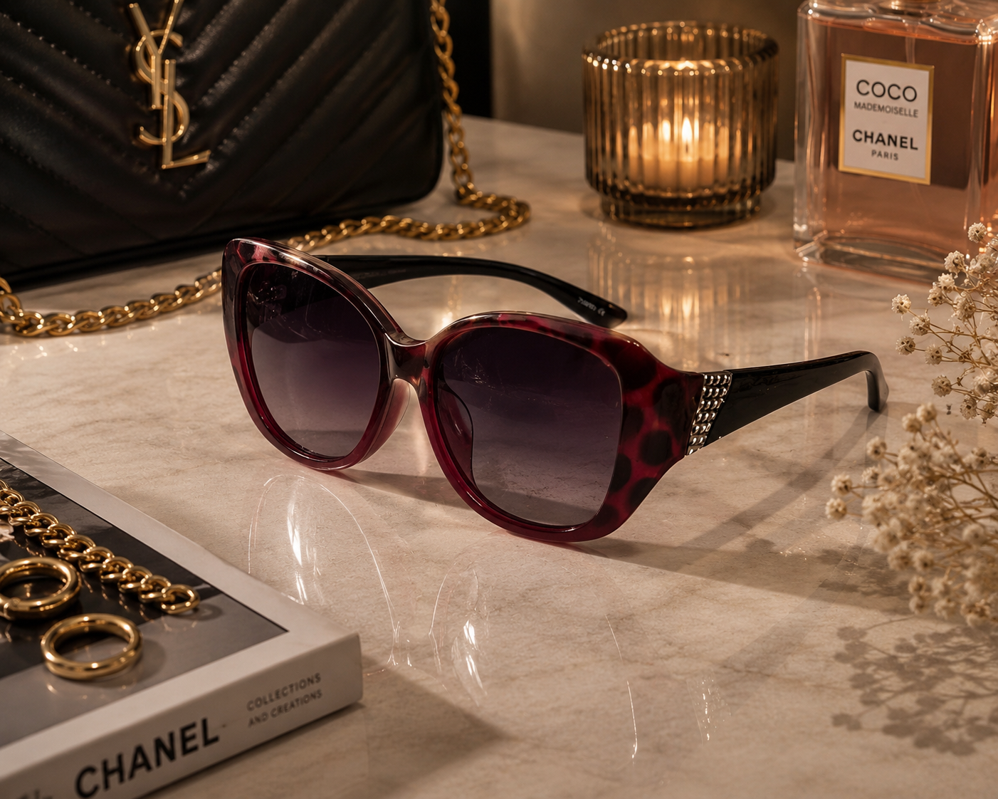 Luxury Oversized Gradient Sunglasses for Women – Red Tortoise Frame