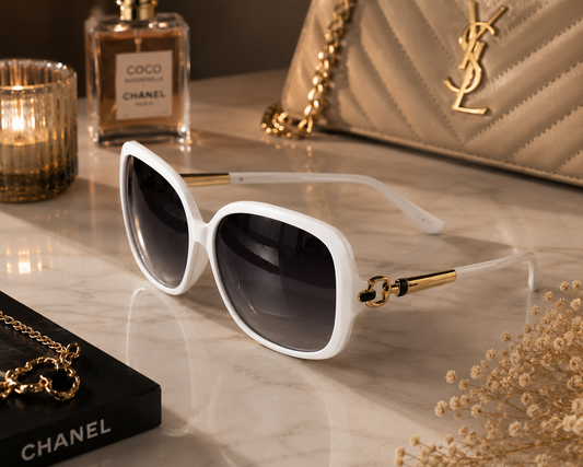 Luxury White Oversized Sunglasses for Women – Elegant Fashion Shades