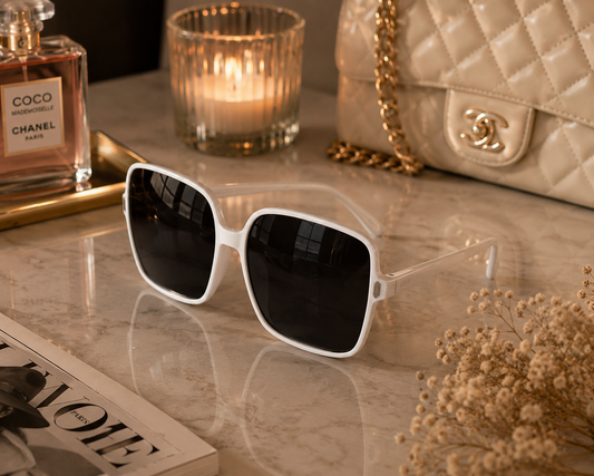 Elegant White Square Sunglasses for Women – Luxury Fashion Shades