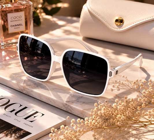 Elegant White Square Sunglasses for Women – Luxury Fashion Shades