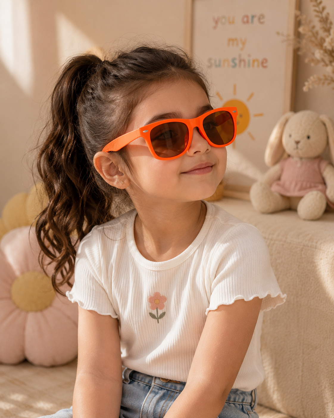 Women's Kids Neon Orange Sunglasses – Trendy UV Protection Shades for Girls & Boys