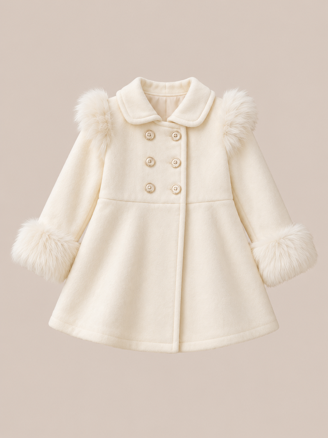 Girls Elegant Winter Faux Fur Coat – Ivory White