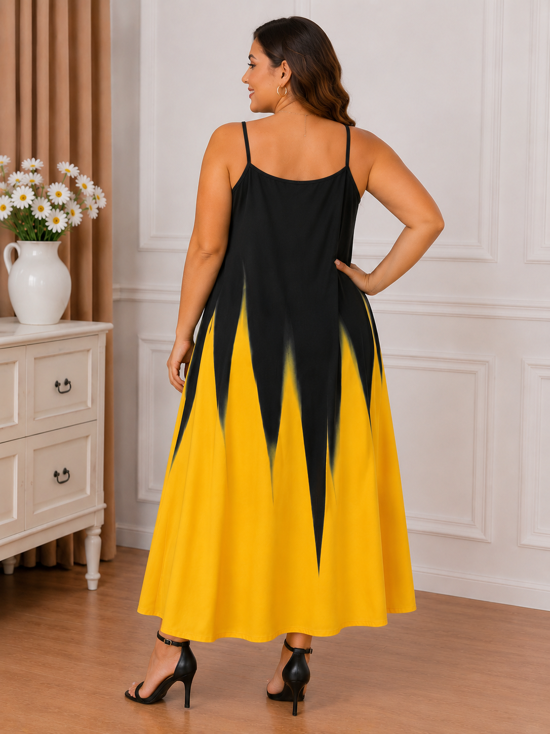 Plus Size Black & Yellow Maxi Dress