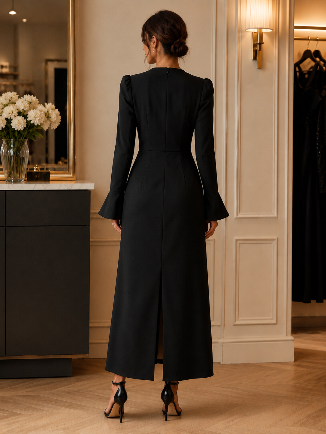 Elegant Black Long Sleeve Dress