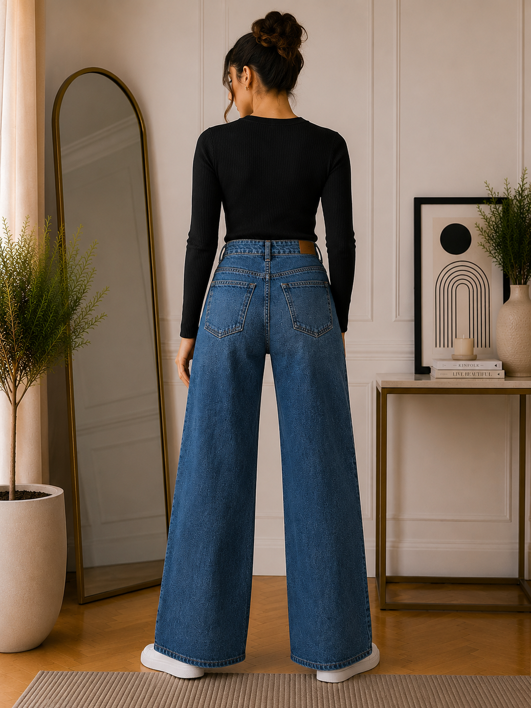 Women’s Dark Blue Wide Leg Jeans