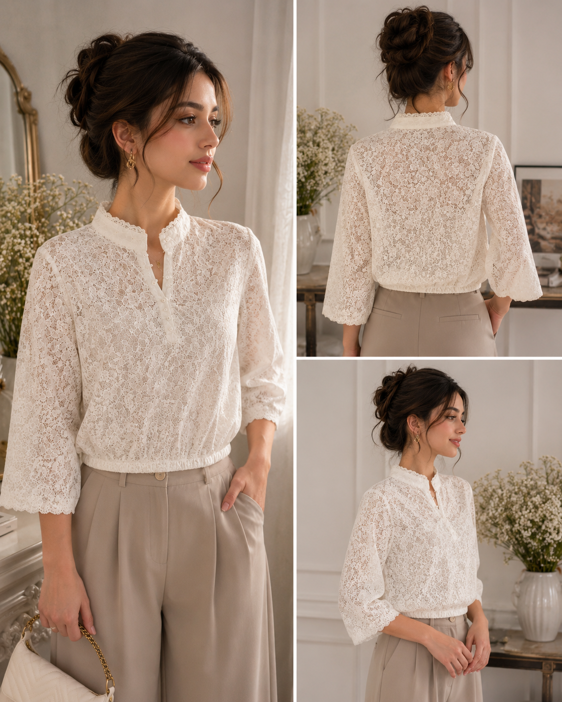 Elegant White Lace Blouse for Women | Basma Styles