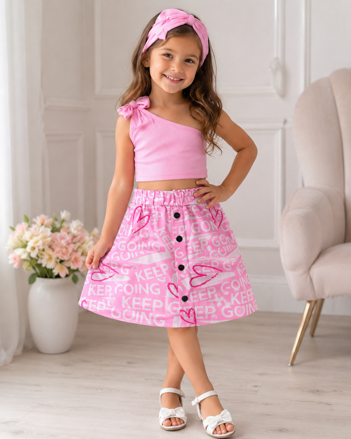 Girls Pink 2-Piece Outfit Set Age 4 | Basma Styles