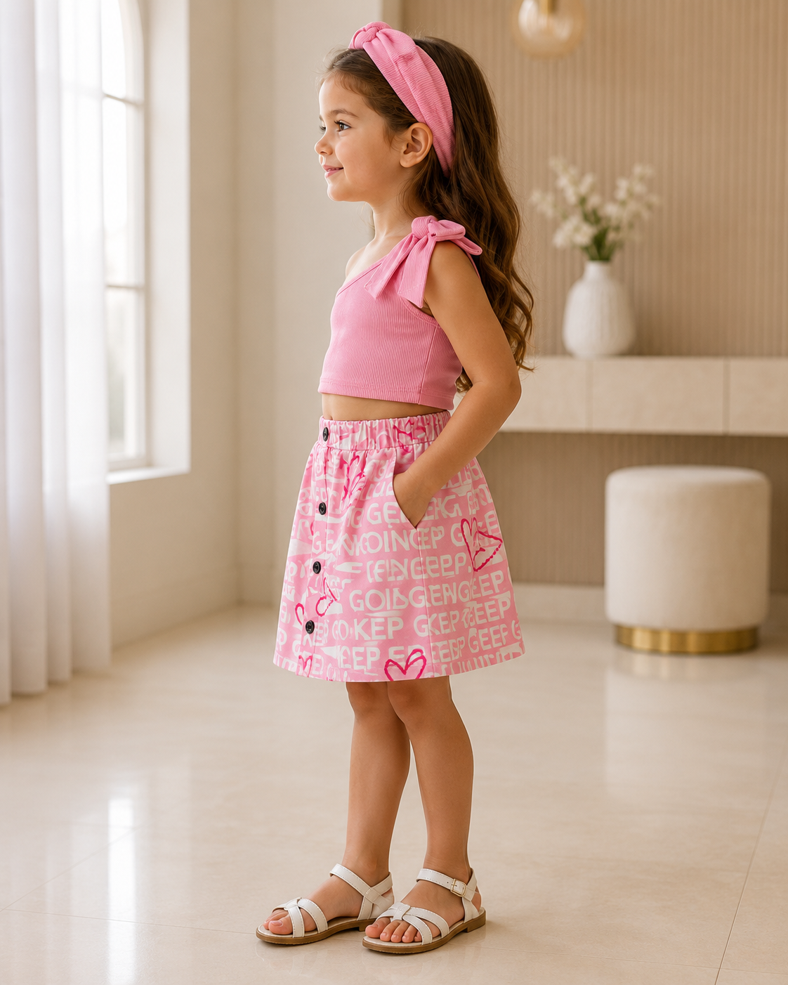 Girls Pink 2-Piece Outfit Set Age 4 | Basma Styles