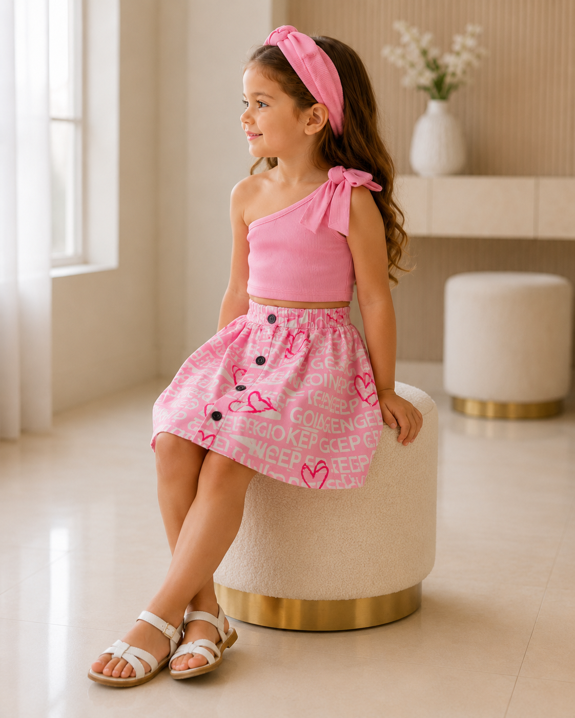 Girls Pink 2-Piece Outfit Set Age 4 | Basma Styles