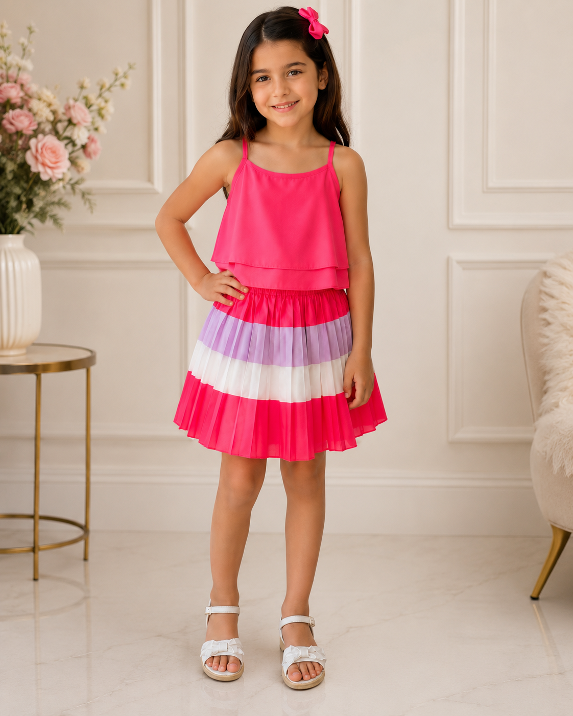 Girls Pink Pleated Skirt    7 years.10 years