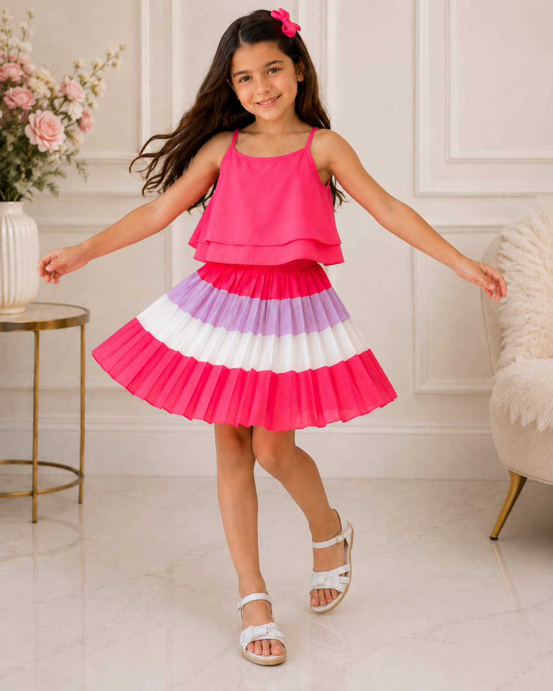 Girls Pink Pleated Skirt    7 years.10 years