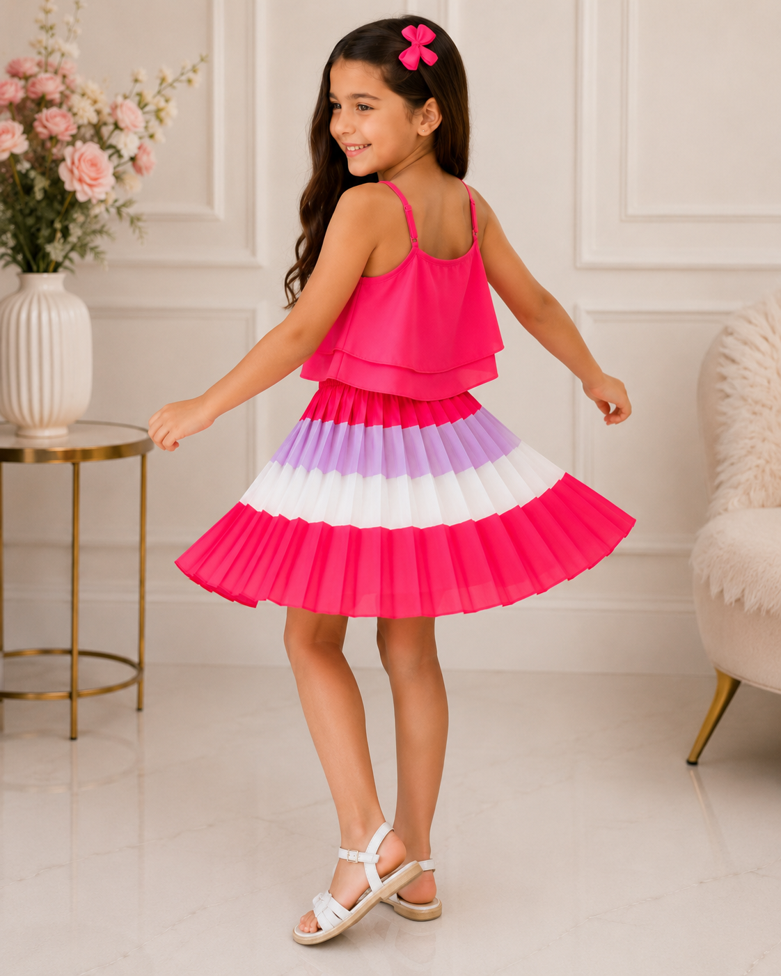 Girls Pink Pleated Skirt    7 years.10 years