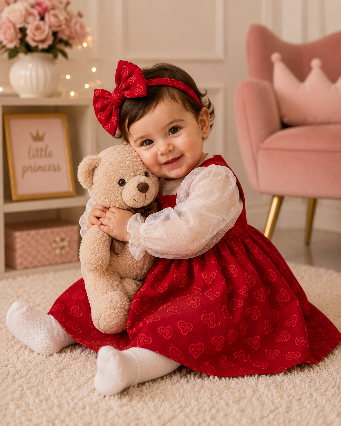 Baby Girl Red Heart Dress 6-12 Months