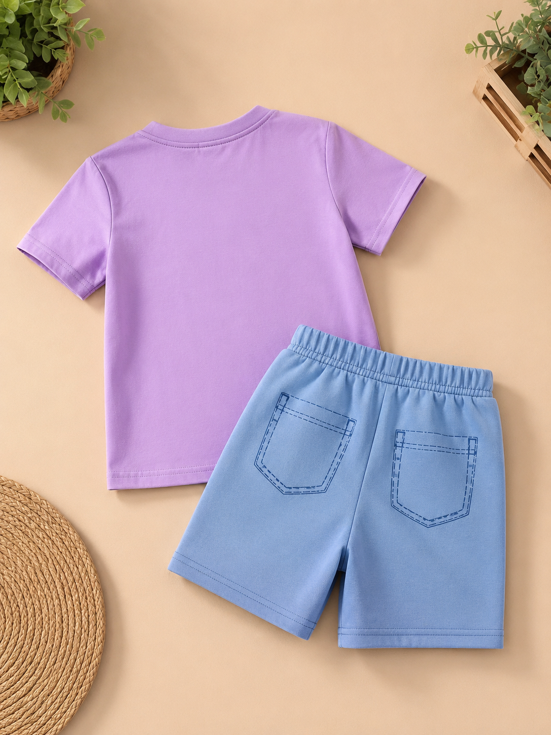 Boys Lilac T-Shirt & Lycra Shorts Set 4 Years