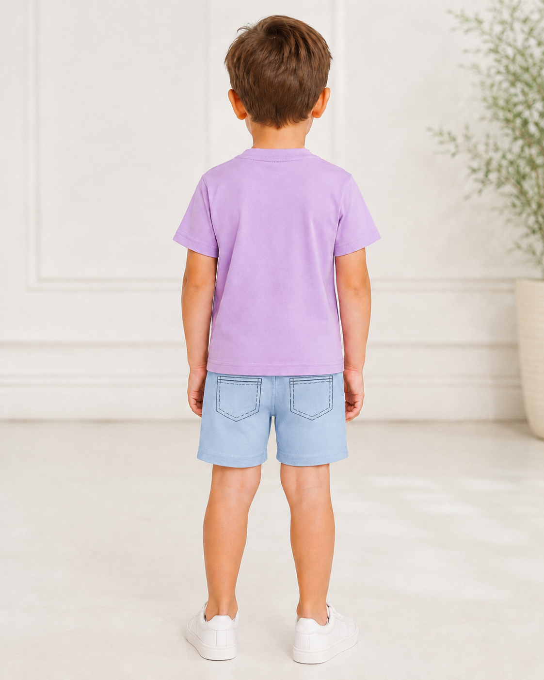 Boys Lilac T-Shirt & Lycra Shorts Set 4 Years