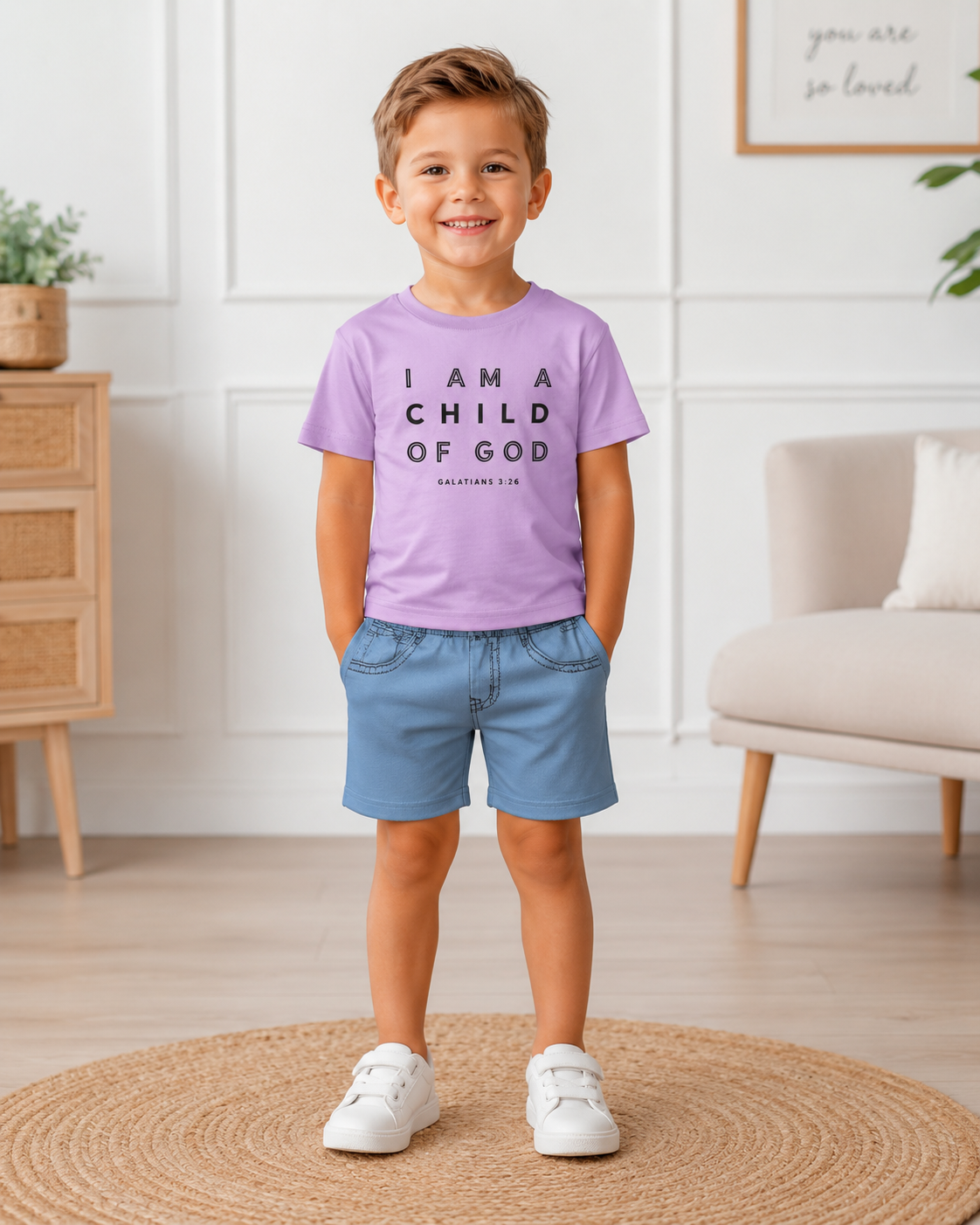 Boys Lilac T-Shirt & Lycra Shorts Set 4 Years
