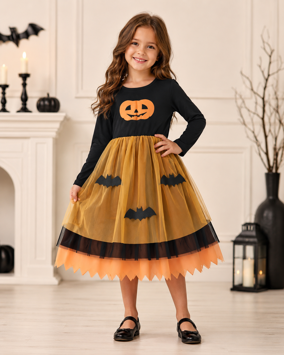 Girls Halloween Pumpkin Dress 6 Years