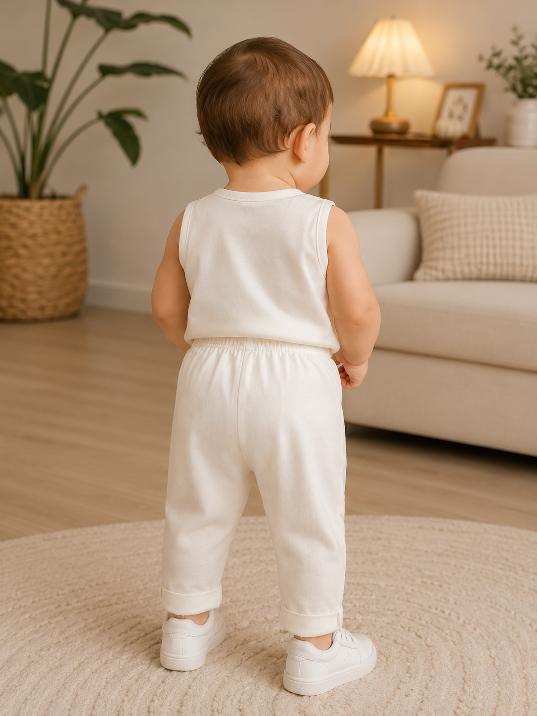 Baby Boy Cream Vest Set 1 Year