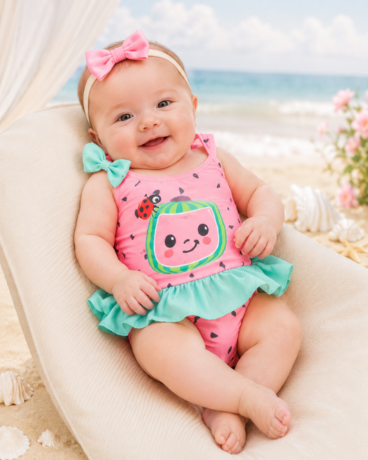 Baby Girl Pink Watermelon Swimsuit 1 Month