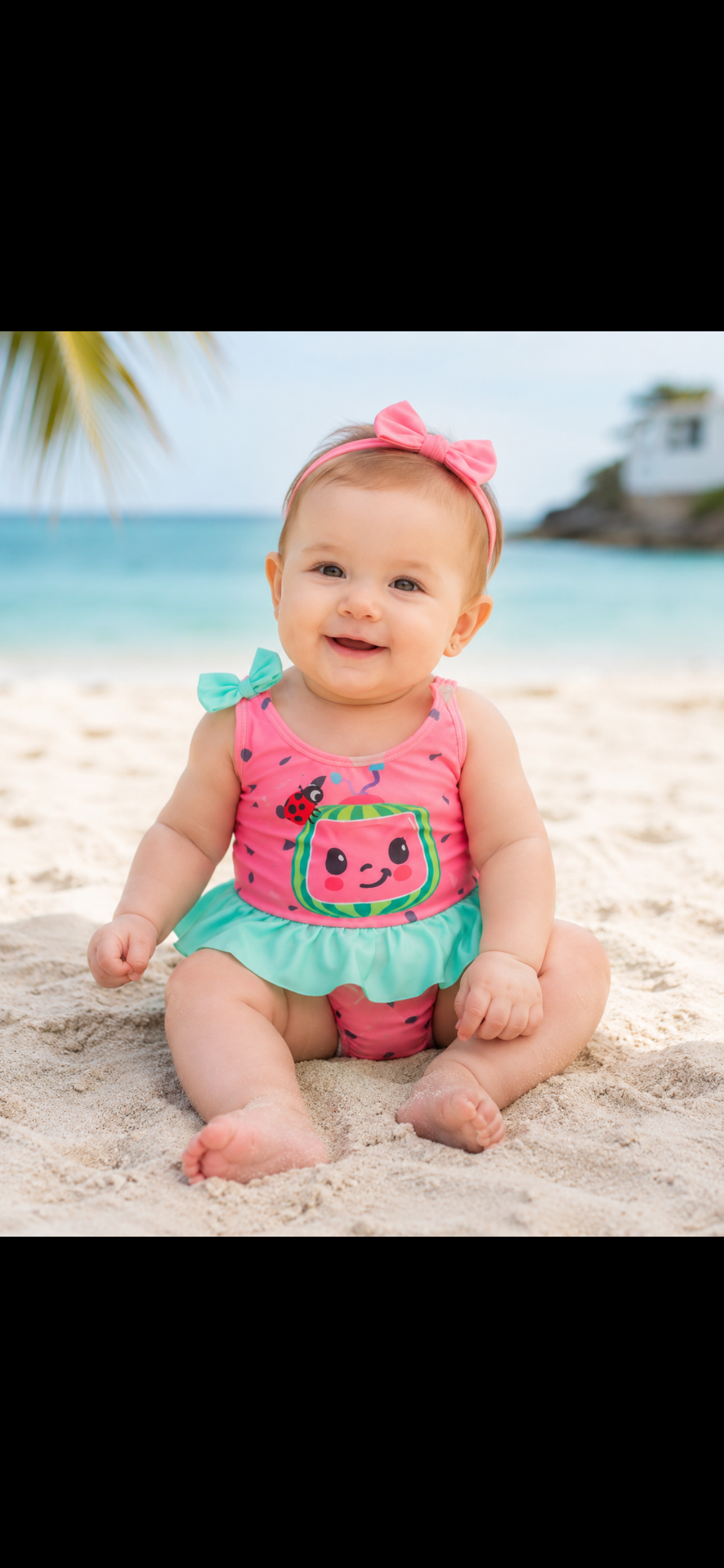 Baby Girl Pink Watermelon Swimsuit 1 Month