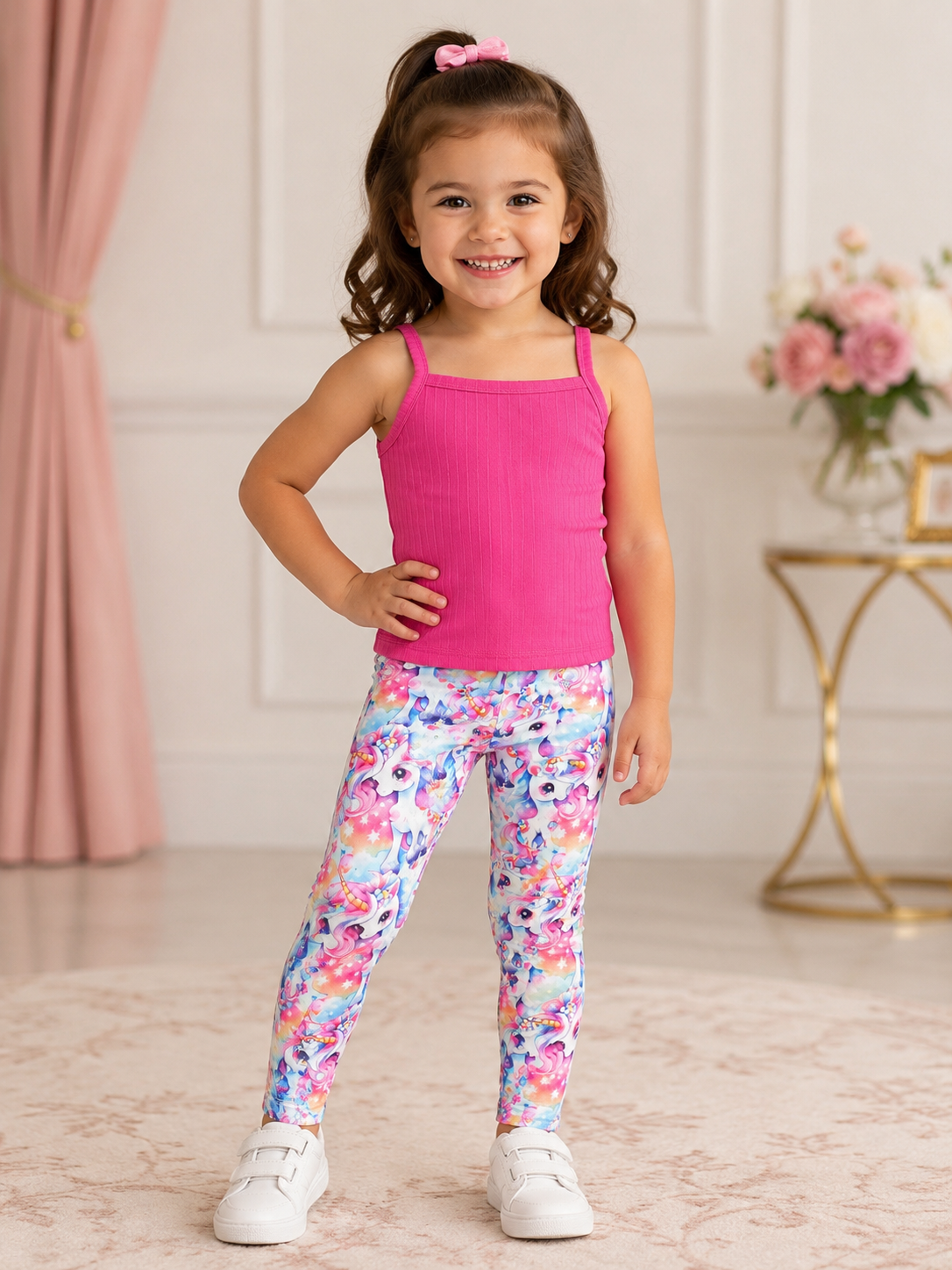 Girls Pink Unicorn Leggings Set 3 Years