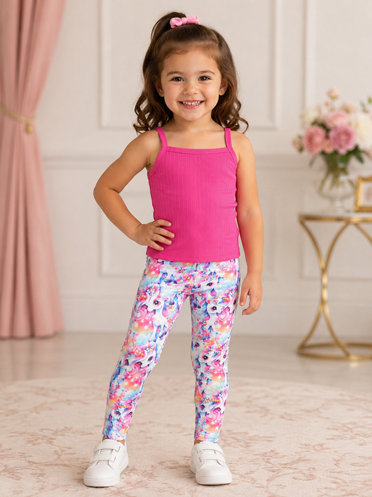 Girls Pink Unicorn Leggings Set 3 Years
