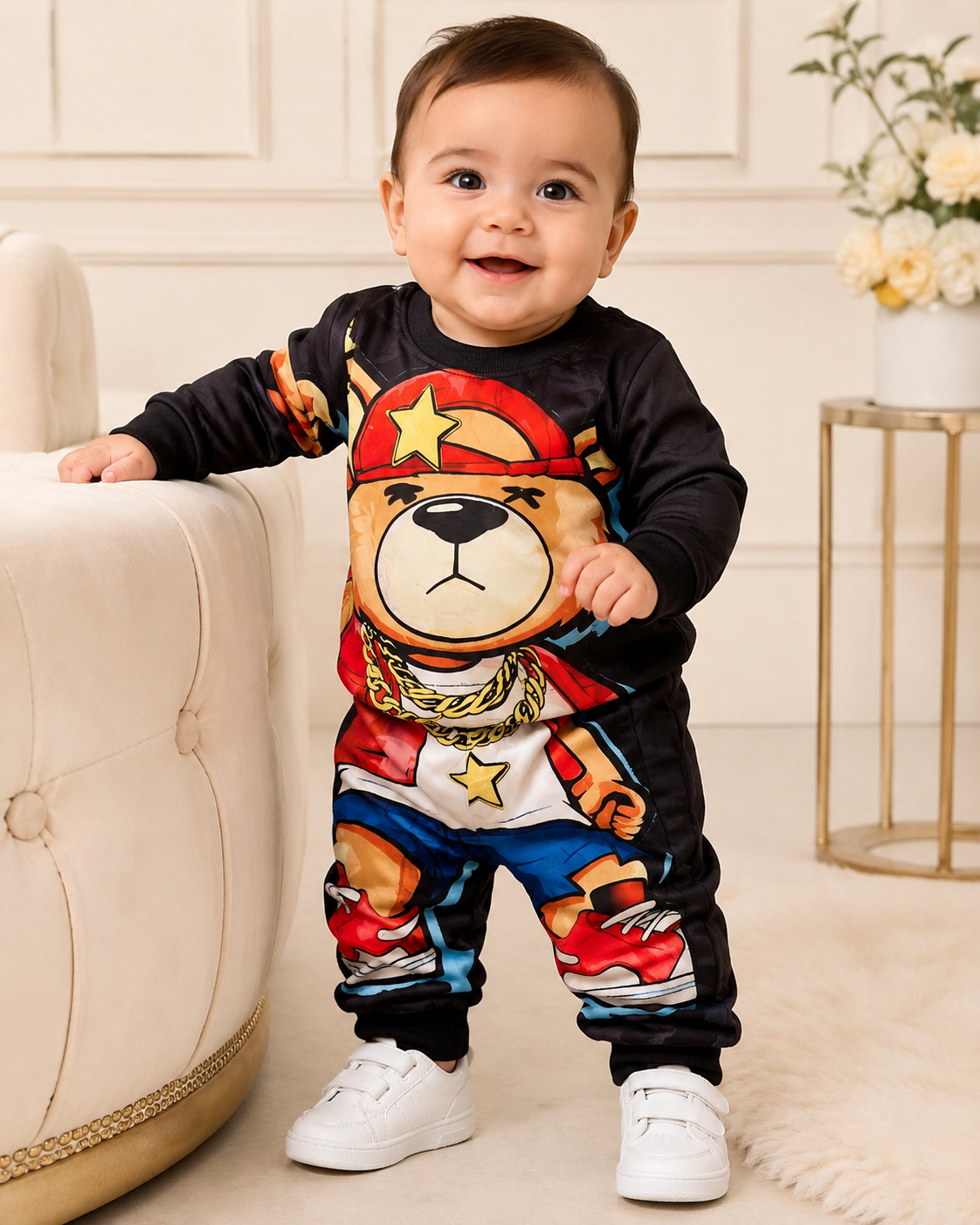 Baby Boy Bear Print Outfit Set 1-6 Months