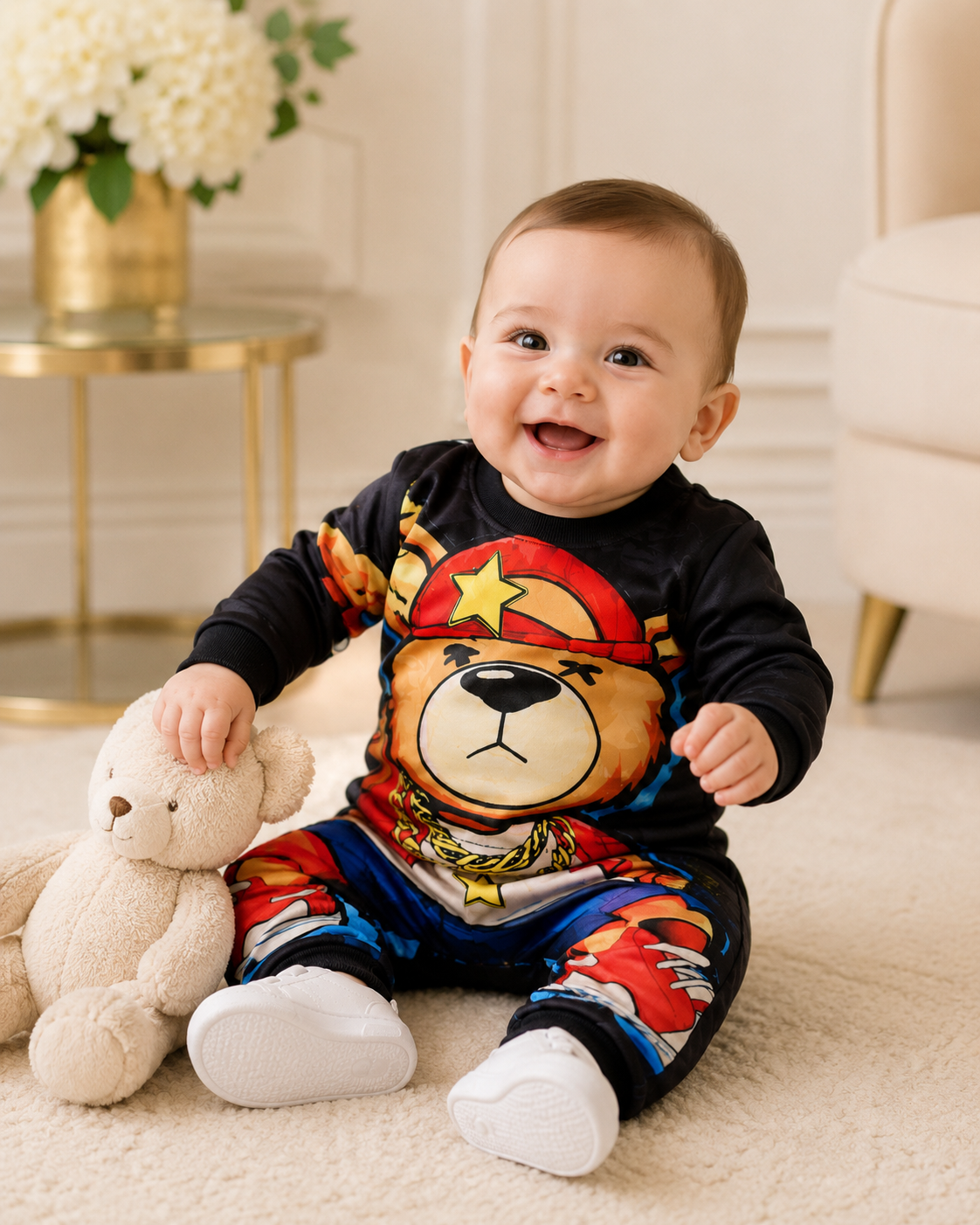 Baby Boy Bear Print Outfit Set 1-6 Months
