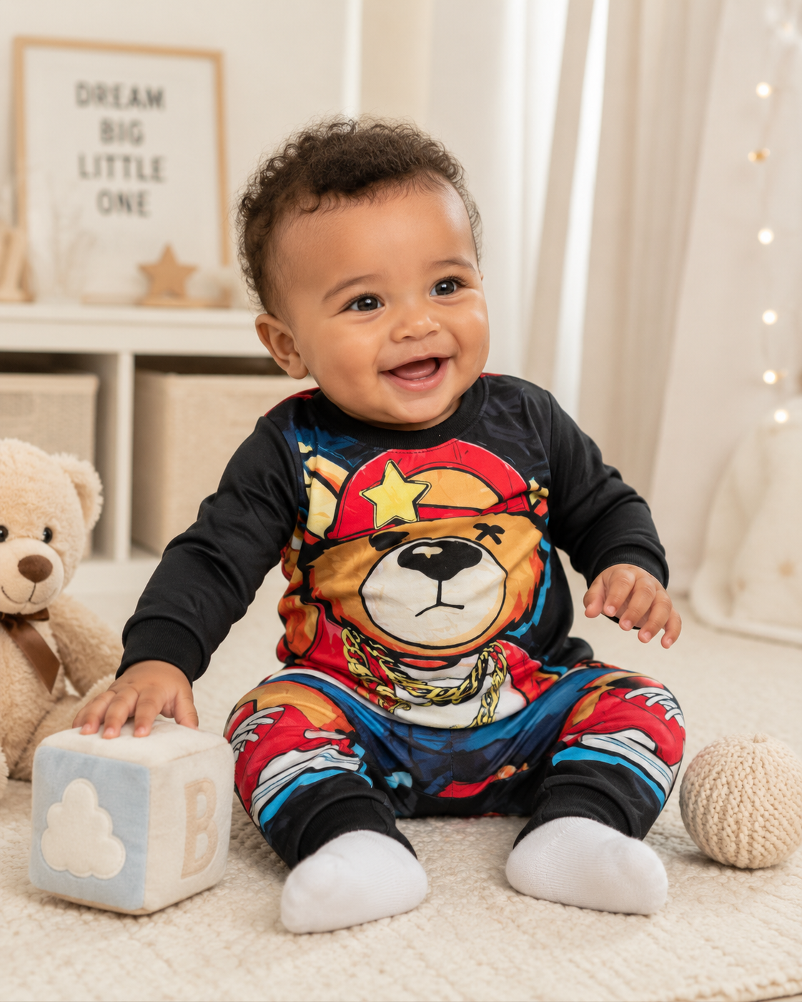 Baby Boy Bear Print Outfit Set 1-6 Months