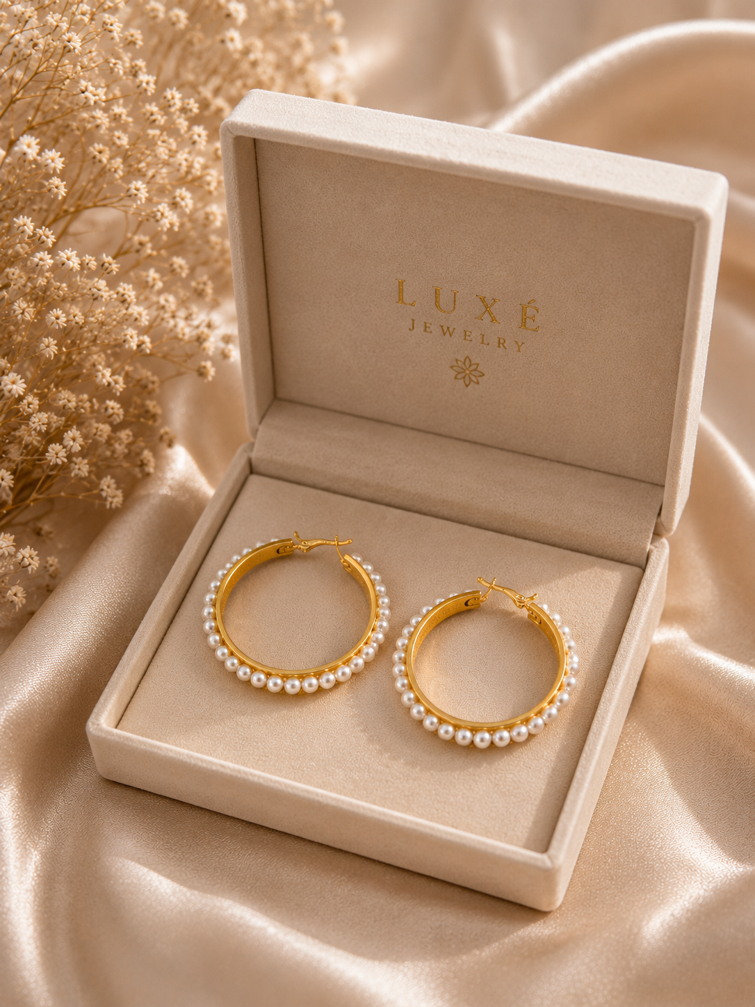 Gold Pearl Hoop Earrings for Women | Basma Styles