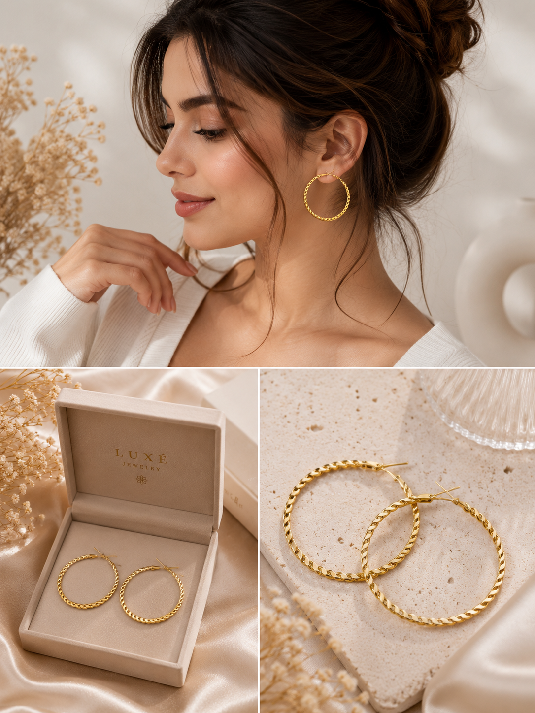 Gold Twisted Hoop Earrings | Basma Styles