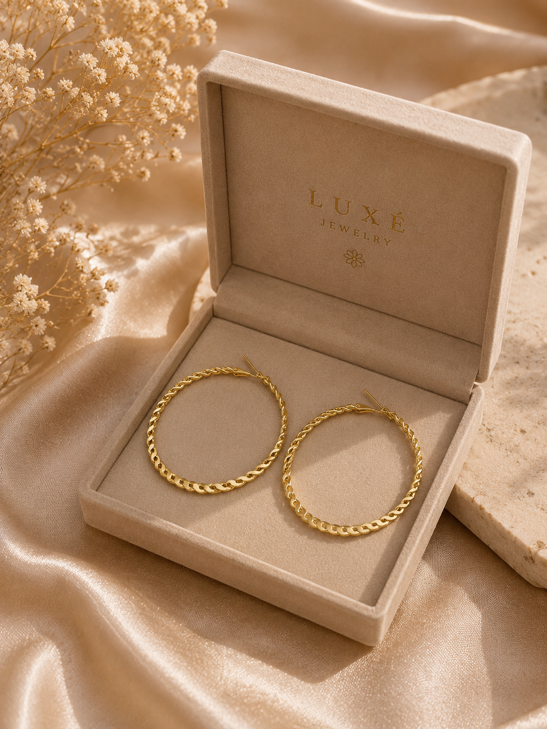 Gold Twisted Hoop Earrings | Basma Styles
