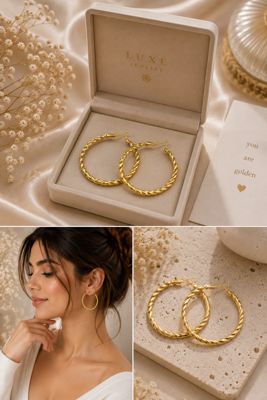 Gold Twisted Hoop Earrings | Basma Styles